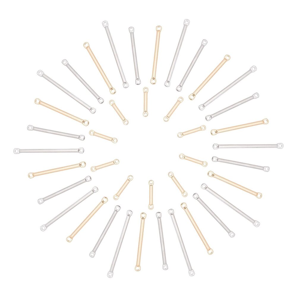 2245 1 Box 40Pcs 3 Sizes Bar Link Charm Brass 2-Hole Stick Strip Earrings